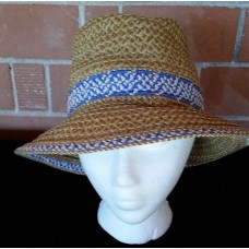 New ERIC JAVITS Squishee Straw Bucket Sun Hat Natural Neutral with Blue Trim  eb-56771555